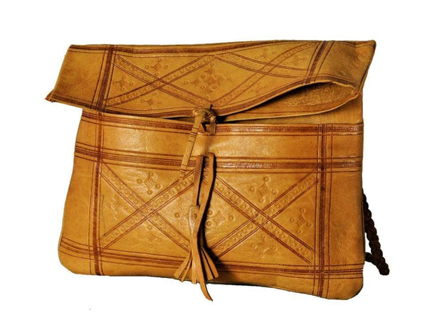 Heritage Envelope Leather Clutch - Brown Caramel