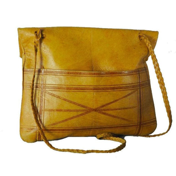 Heritage Envelope Leather Clutch - Brown Caramel - Moroccan Corridor