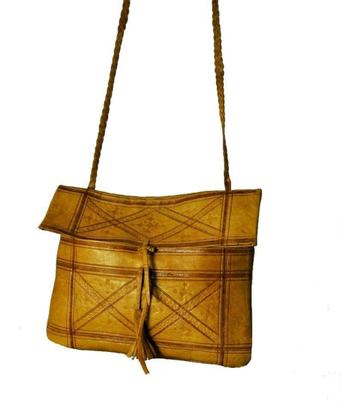 Heritage Envelope Leather Clutch - Brown Caramel - Moroccan Corridor