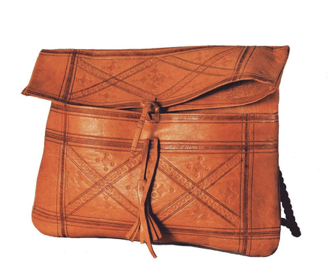 Heritage Envelope Leather Clutch - Orange