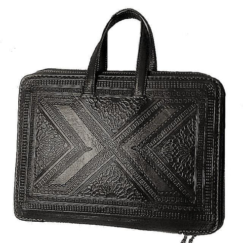Heritage Portfolio Briefcase - Black - Triangles - Moroccan Corridor®