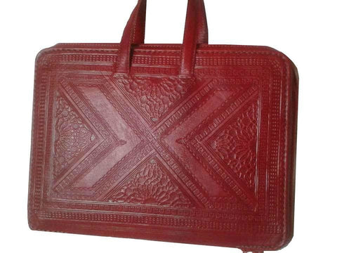 Heritage Portfolio Briefcase - Red - Triangles - Moroccan Corridor
