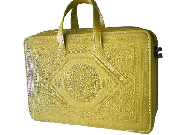 Heritage Portfolio Briefcase - Yellow - Zellige - Moroccan Corridor
