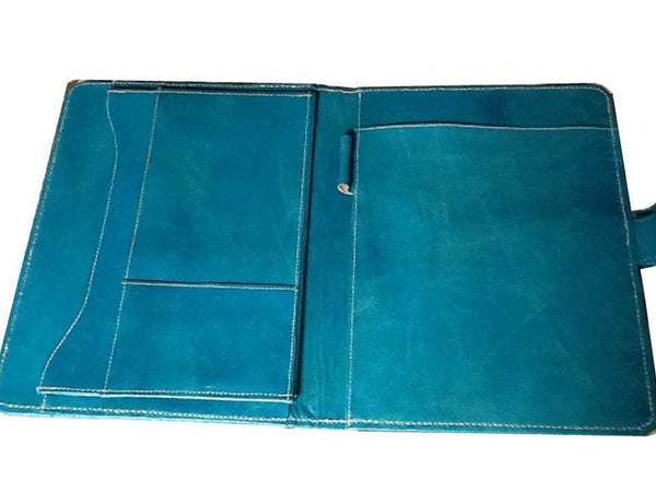 Heritage Leather Portfolio - Turquoise - Inside | Moroccan Corridor