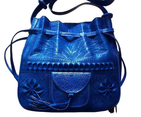 Handmade Leather Bag - Bohemian Bag - Blue Heritage tote