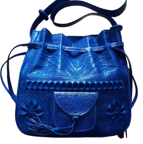 Handmade Leather Bag - Bohemian Bag - Blue Heritage tote