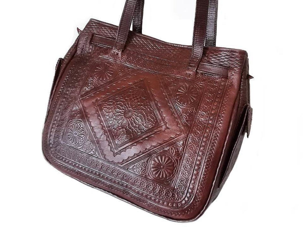 Heritage Tote - Brown - Tiles - W/ multiple compartments - Moroccan Corridor