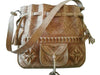 Moroccan Handmade Genuine Leather Bag - Heritage Tote Bucket Bag - Natural - Tiles Pattern