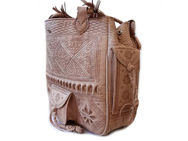 Heritage Tote - Natural - Tiles - W/ multiple compartments - Moroccan Corridor