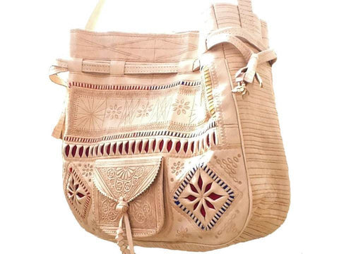 Heritage Tote - Natural with Red Stars - Bag | Moroccan Corridor