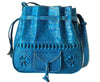 Moroccan Handmade Genuine Leather Bag - Heritage Tote Bucket Bag - Turquoise