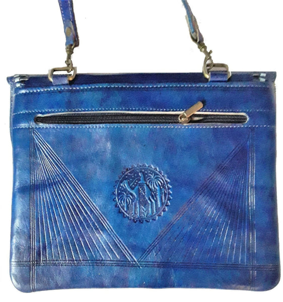 Jeblia - Blue Leather Clutch Bag - Sky - Bags | Moroccan Corridor®