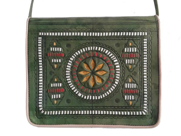 Jeblia Box - Green Leather Bag - Sun | Moroccan Corridor