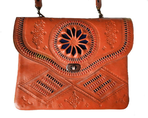 Jeblia - Orange Leather Clutch Bag - Salwa - Bags | Moroccan Corridor®