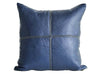 4 Squares Leather Pillow Cover - Blue - Moroccan Corridor