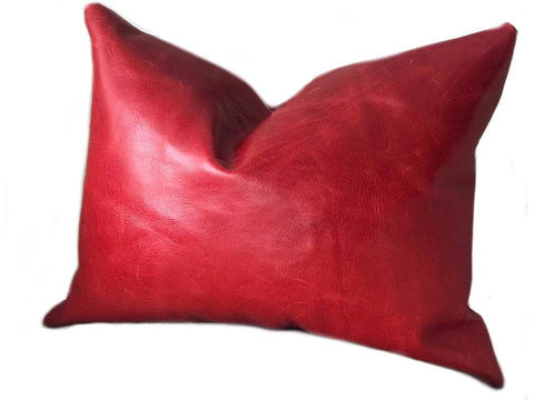 Leather Pillow Cover - Lumbar - Red - Moroccan Corridor