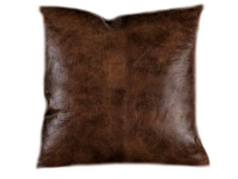QAWACH Lambskin Leather Pillow Covers - Pack Of 2 Brown Antique 18x26 Inch