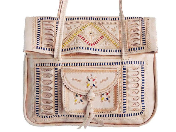 Chekkara - Embroidered - Natural - Heritage Tote Bag | Moroccan Corridor