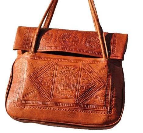 Leather Tote Bag - Chkara - Orange - La Fontaine