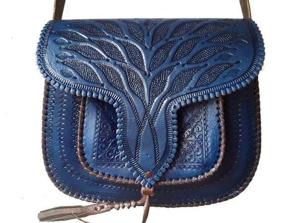 LSSAN Handbag - Large size - Dark Blue - Palm - Shoulder | Moroccan Corridor