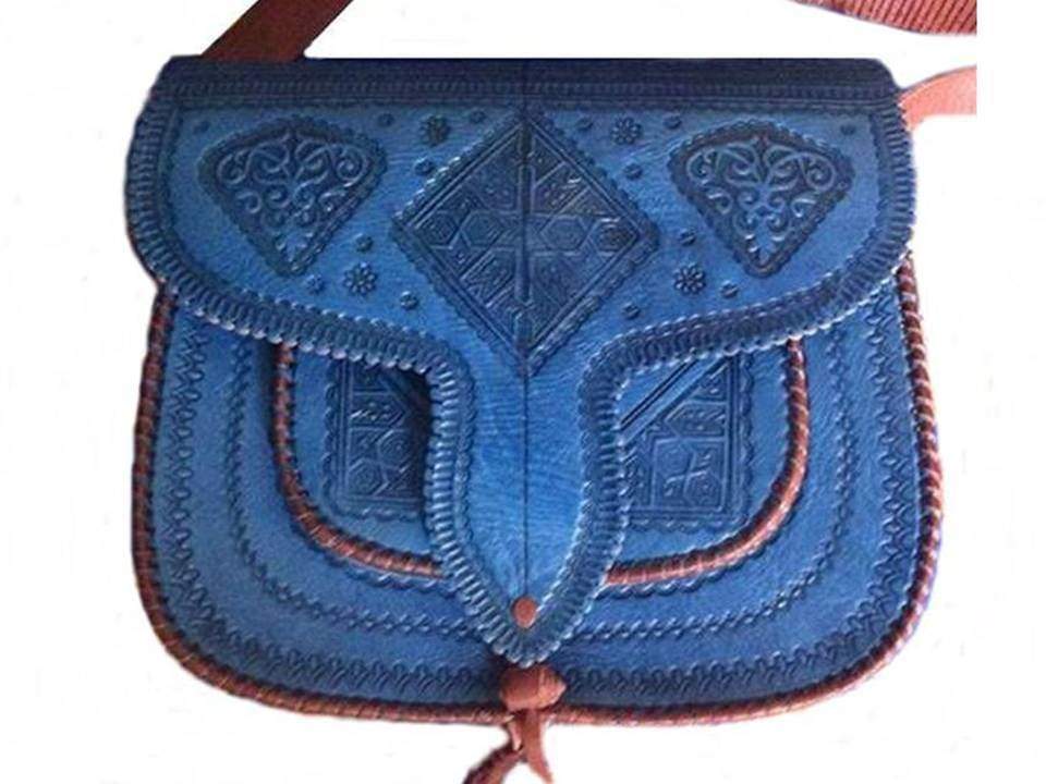 LSSAN Handbag - Large size - Blue Turquoise - Square | Leather