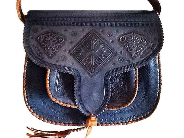 Lssan Handbag - Large Size - Dark Blue - Square - Lssan Shoulder | Moroccan Corridor