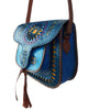 LSSAN Handbag - Large size - Turquoise - Embroidered - Profil