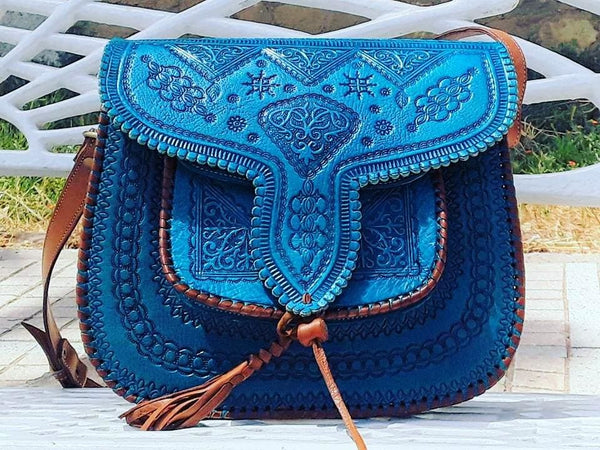 LSSAN Handbag - Turquoise - Heart - Shoulder | Moroccan Corridor®