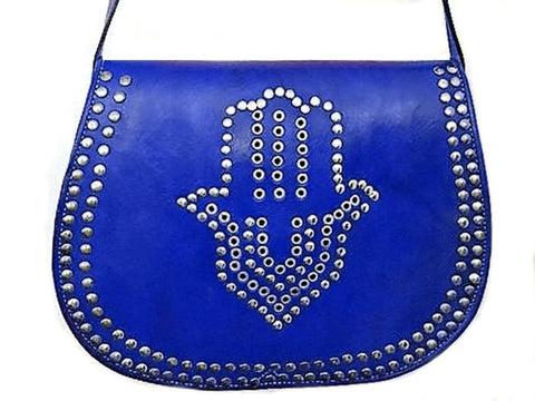 Médaillon Leather Bag - Khmissa - Blue Turquoise - Moroccan Corridor