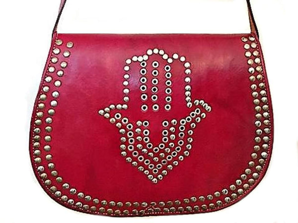 Médaillon Leather Bag - Khmissa - Red - Moroccan Corridor
