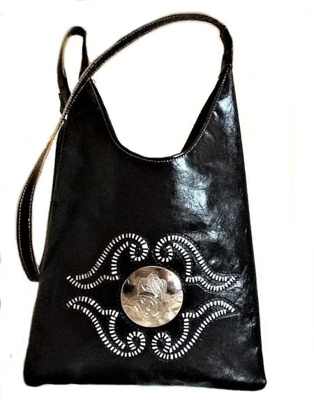 Médaillon Leather Tote Bag - M'dina - Black - Moroccan Corridor