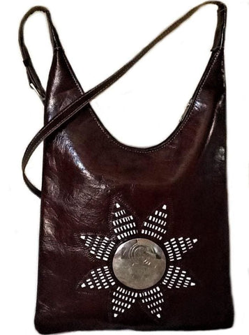 Médaillon Leather Tote Bag - M'dina - Brown - Moroccan Corridor