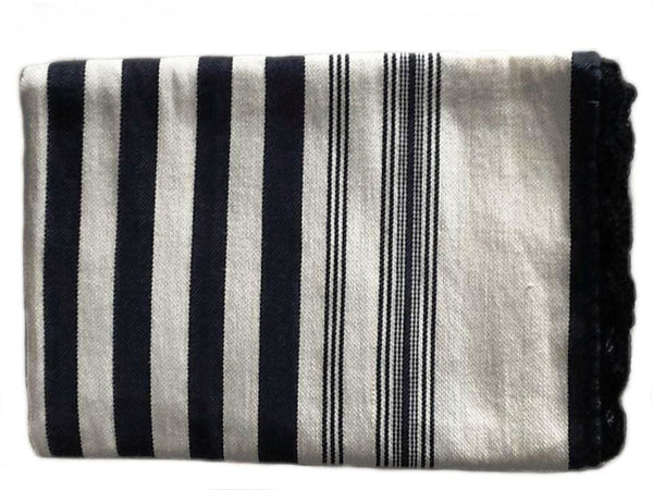 Mendil - Black Striped Throw - Blanket | Moroccan Corridor