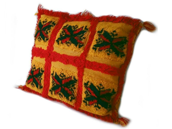 Moroccan Berber Pillow / Cushion Cover - Yellow Orange - Bejaad - Profil View