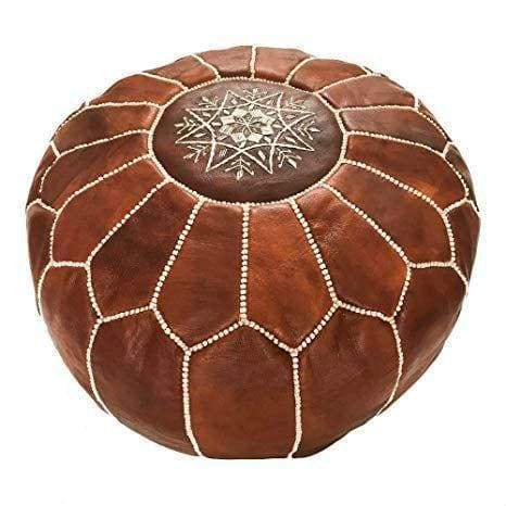 Moroccan Leather Pouf - Tan - Moroccan Corridor