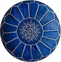 Moroccan Leather Pouf - Blue of Marrakesh