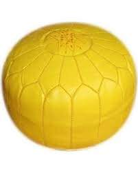 Moroccan Leather Pouf - Yellow - Moroccan Corridor