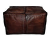 Moroccan Leather Pouf / Ottoman - Rectangular - Brown - Salwa