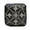 Moroccan Leather Tile Ottoman - Square - Black with White Embroidery