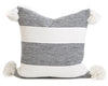 Moroccan Pom Pillow - White with Black Stripes - Nakhil - Pillows | Corridor®