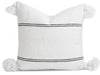 Moroccan Pom Pom Pillow - White with Black Stripes - Souss
