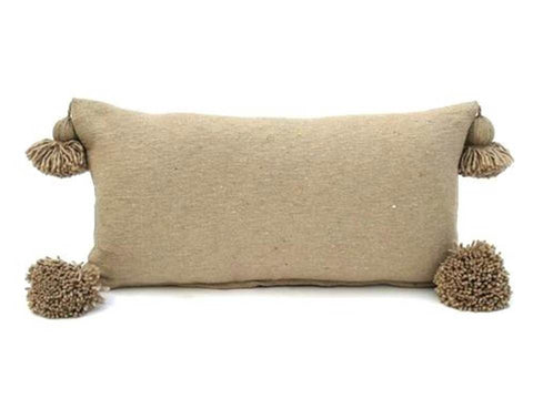 Moroccan PomPom Lumbar Pillow - Caramel