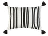Moroccan PomPom Lumbar Pillow - White with Black Stripes - Boho Chic
