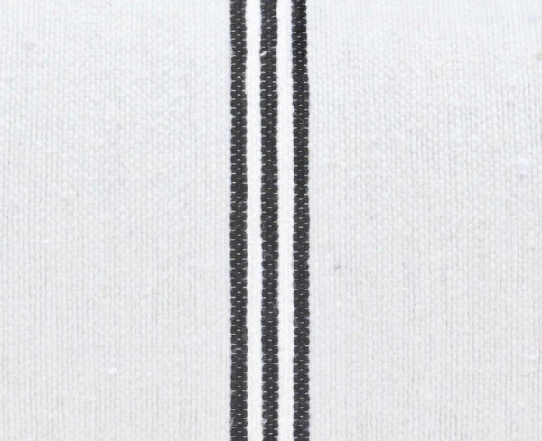 Moroccan PomPom Lumbar Pillow - White with Thin Black Stripes - Dakhla - Pom Pillows | Corridor®