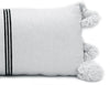Moroccan PomPom Lumbar Pillow - White with Thin Black Stripes - Dakhla - Pom Pillows | Corridor®