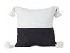 Moroccan PomPom Pillow - Half White / Half Black - Blanck Y Negro