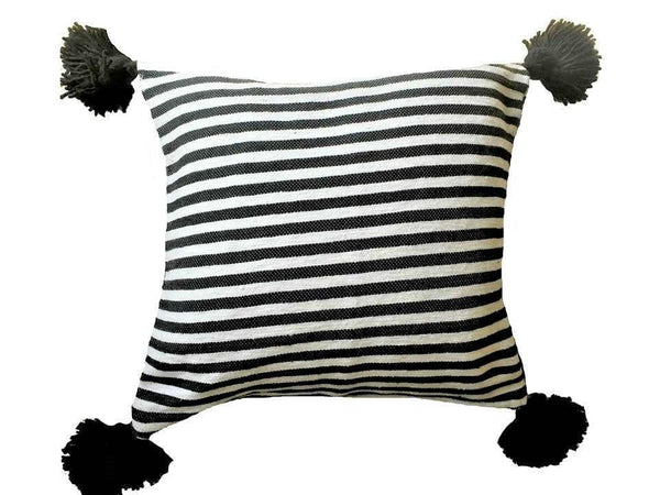 Moroccan PomPom Pillow - Zebra Print