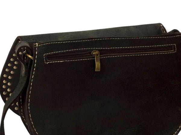 Morocco Gypsy Leather Bag - Hamsa Médaillon - Black - Moroccan Corridor