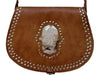 Morocco Gypsy Leather Bag - Hamsa Médaillon - Brown Caramel