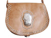 Copy of Morocco Gypsy Leather Bag - Hamsa Médaillon - Natural